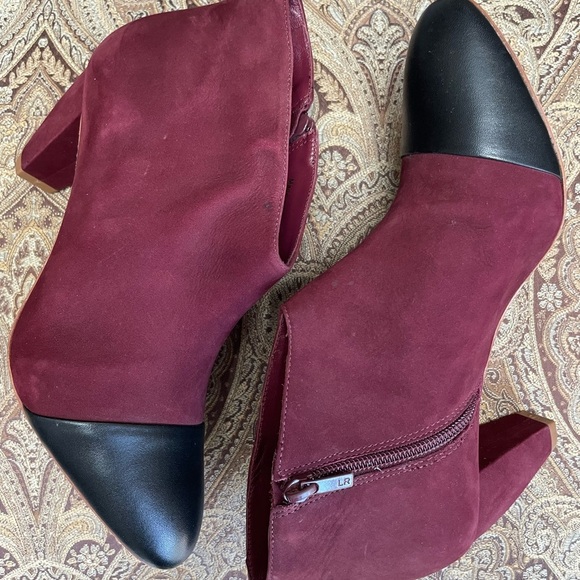 Loeffler Randall Nanette Burgundy Wine Suede Leather Booties Boots Shoes Size 8 - Picture 11 of 14